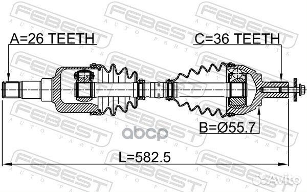 Привод передний левый 26X586X36 2114CB4LH Febest