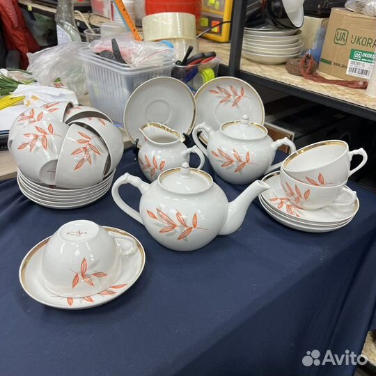 Сервиз чайный Листья, Дулево Ветка СССР (сзр)