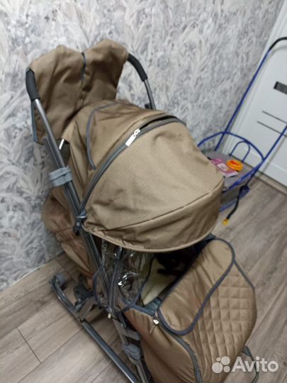 Детские санки коляска с большими колесами