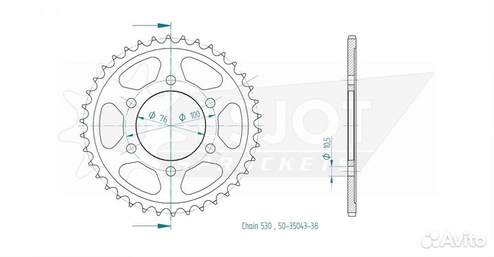 Задняя звезда Esjot 50-35043-38 (аналог JTR816.38)