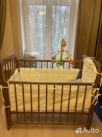 Детская кровать 120х60 с матрацем и бортиками