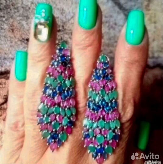 Серьги серебро с натуральными камнями