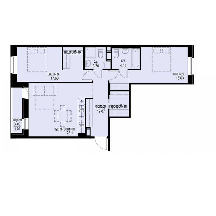 2-к. квартира, 80,1 м², 5/12 эт.