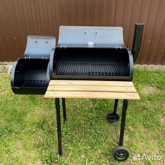 Угольный гриль мангал с коптильней