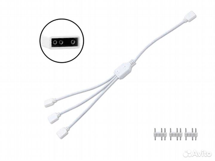 Argb разветвитель 1 в 3 белый 5v 3pin 30см
