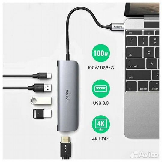 USB концентратор (хаб) Ugreen 3хUSB 3.0, hdmi, PD