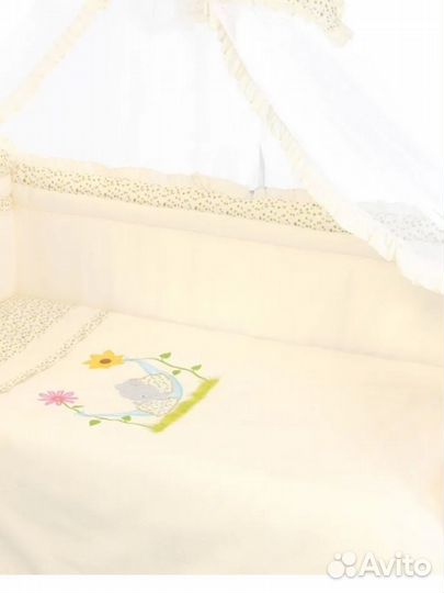 Комплект в кроватку новый с балдахином