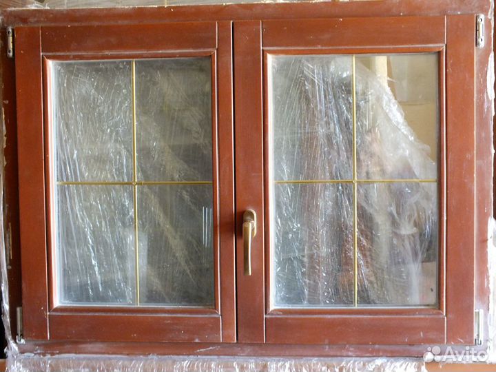Окно цельнодеревянное 2х створчатое, 115х85,5см