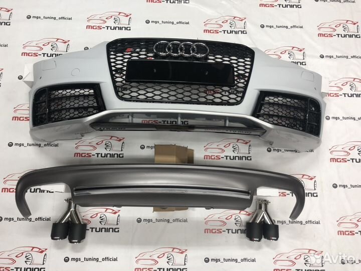 Бампер Audi A5 стиль RS + диффузор S с насадками