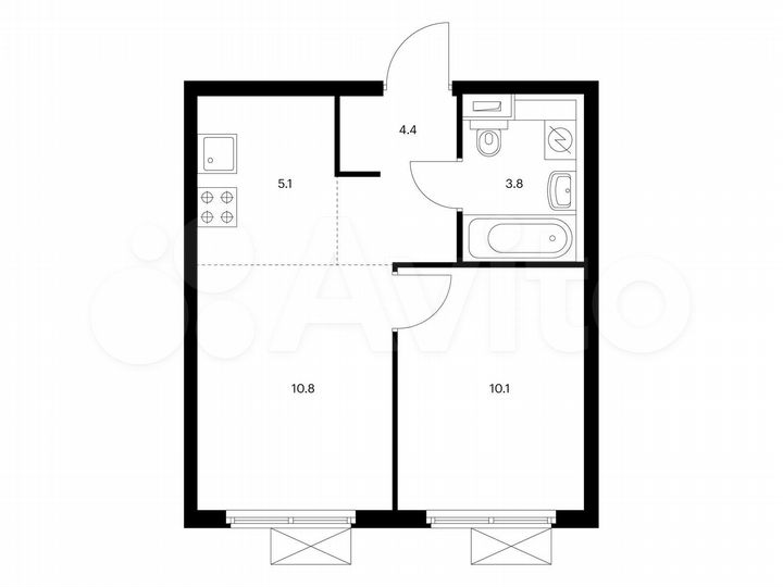 2-к. квартира, 34,2 м², 19/25 эт.