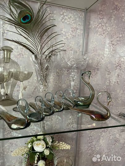 Лебеди стекло винтаж