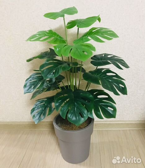 Монстера в кашпо искусственная комнатная Икеа