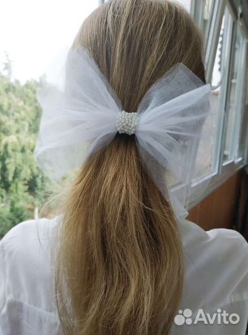 Белый бант (заколка-автомат)
