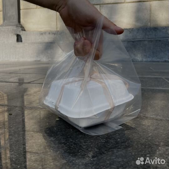 Прозрачные пакеты с широким дном для торта (10 шт)