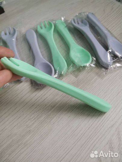 Набор новые силиконовые ложечка + вилочка
