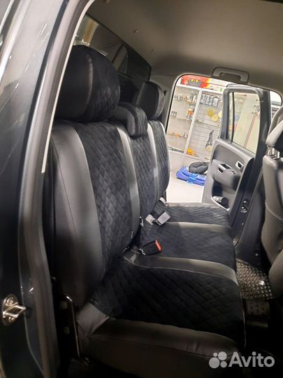 Чехлы Volkswagen Amarok Алькантара ромб Автопилот