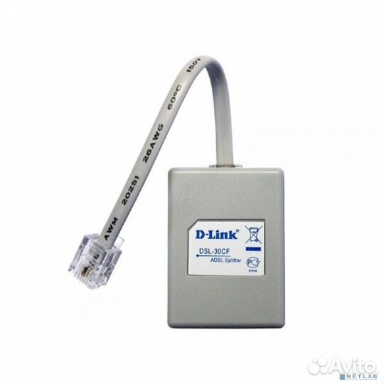 D-Link DSL-30CF/RS Сплиттер adsl2+ Annex A c телефонным кабелем 12 см