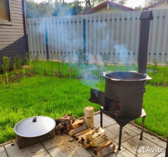 Казан чугунный с печкой 12л