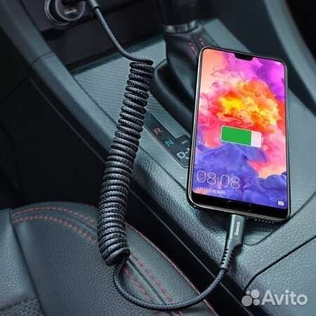 Пружиновидный кабель USB-A на type-C Baseus 2A 1м