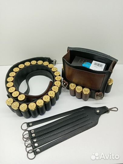 Патронташ с сумкой и подвесом из натуральной кожи