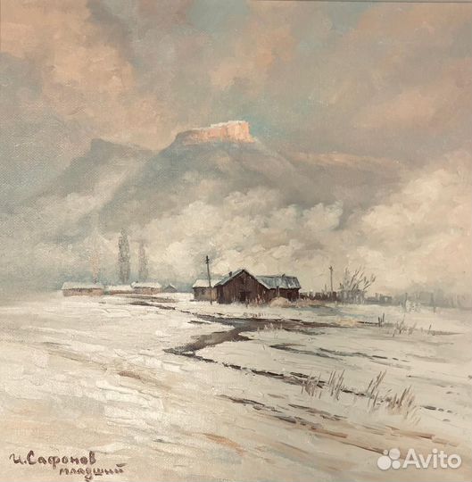 Картина маслом на холсте зима