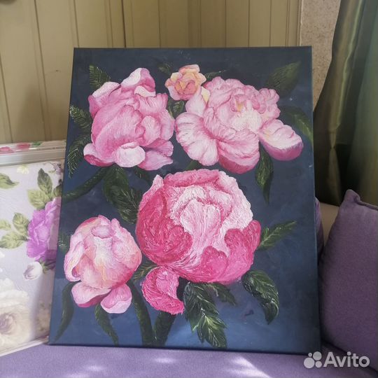 Картина маслом Пионы