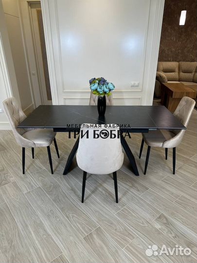 Обеденный стол керамогранит и стулья