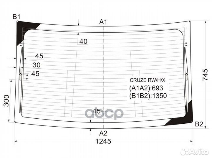 Стекло заднее с обогревом chevrolet cruze 4D 09