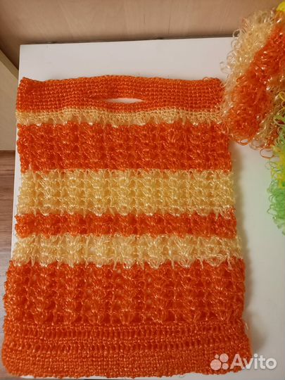 Мочалка ручной работы + сумочка к ним