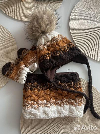 Шапка снуд и варежки