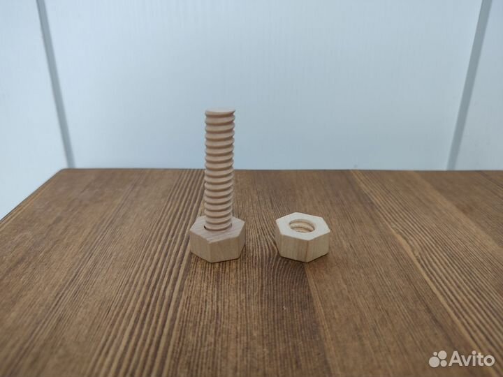 Деревянный болт с гайкой, игрушка, антистресс