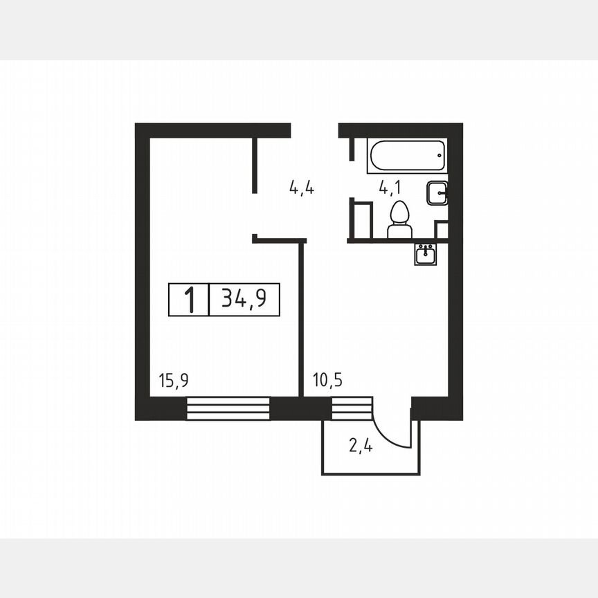 1-к. квартира, 34,9 м², 2/3 эт.