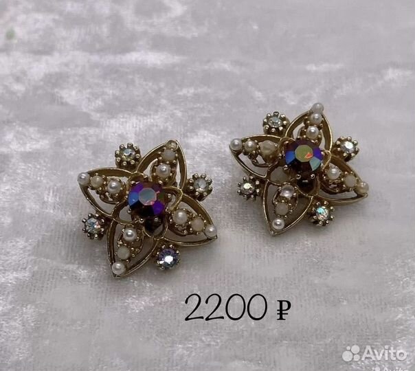 Винтаж серьги клипсы брошь булавки