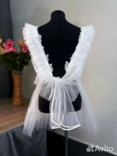 Белый школьный фартук 140-156