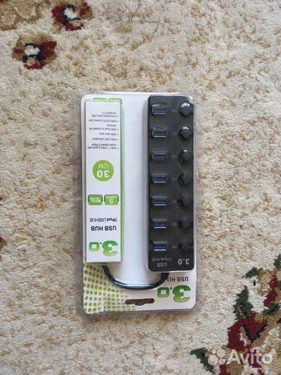 USB Хаб 3.0, 7 портов, цвет чер