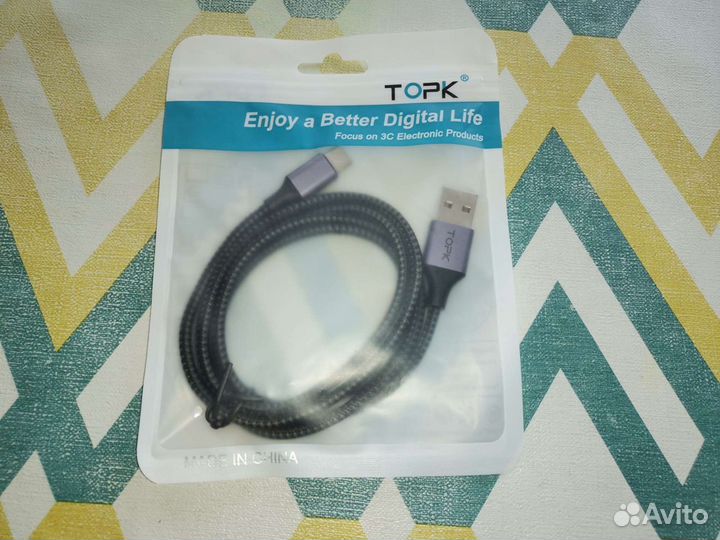 Кабель USB Type C (1м, 3А)