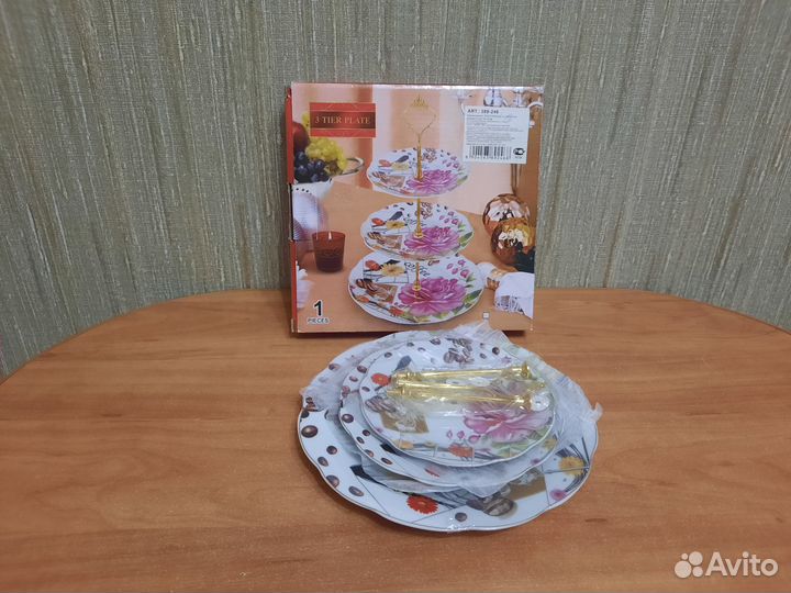 Ваза для фруктов, 3х-ярусная, керамика, новая