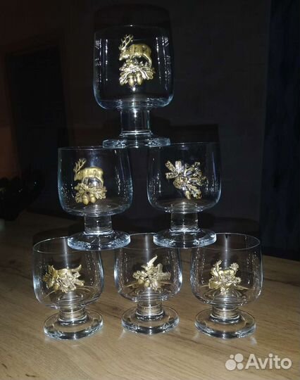 Бокалы Охота чешский хрусталь СССР