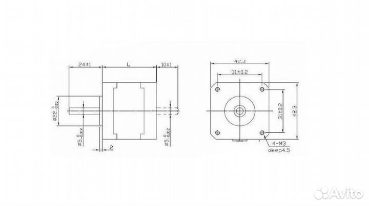 42HB34F08AB-06 шаговые двигатели двухсторонние