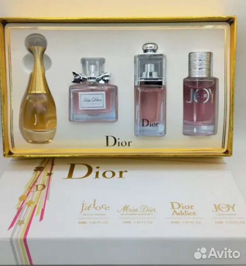 Женский набор Dior из 4 ароматов по 30 мл