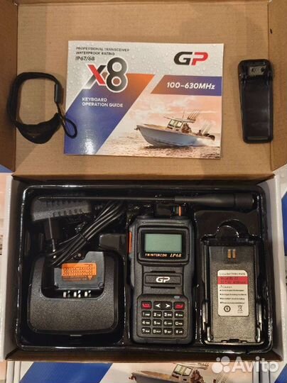 Рация GP X8 IP68 scrembler 8W речная 100-630mhz