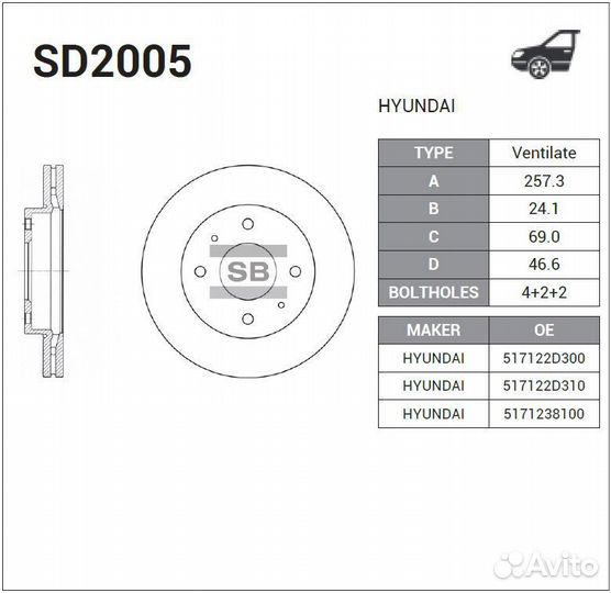 Тормозные диски sangsin brake SD2005