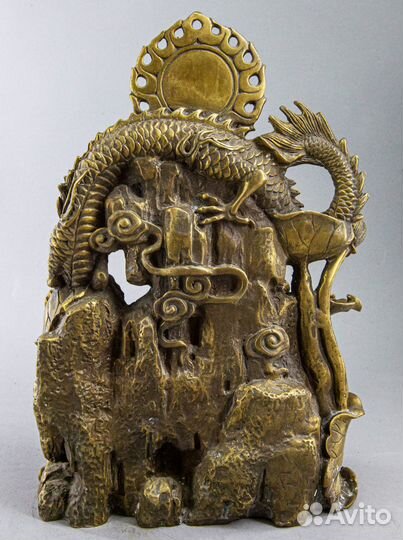 Статуэтка бронза Богиня Гуаньинь с драконом 26 см