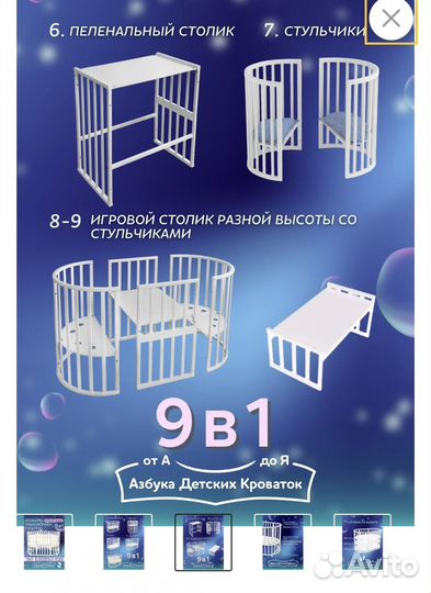 Детская кроватка трансформер 8 в 1