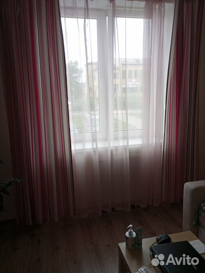 Шторы 2 шт и тюль розового цвета