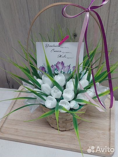 Корзинка с подснежниками из мыла ручной работы