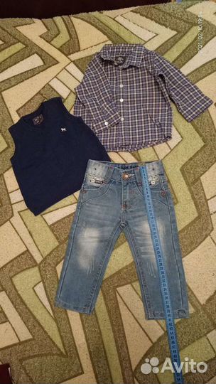 Комплект одежды детский: джинсы, рубашка, жилет