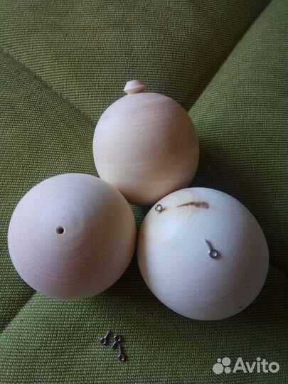 Шарики деревянные Новогодние открывающиеся,цельные