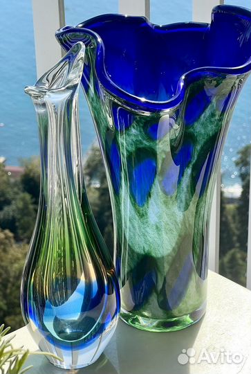 Ваза чешское цветное стекло
