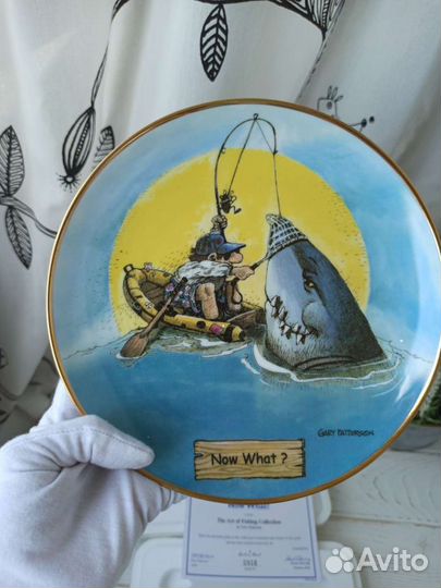 Тарелки с комическими сюжетами, рыбалка